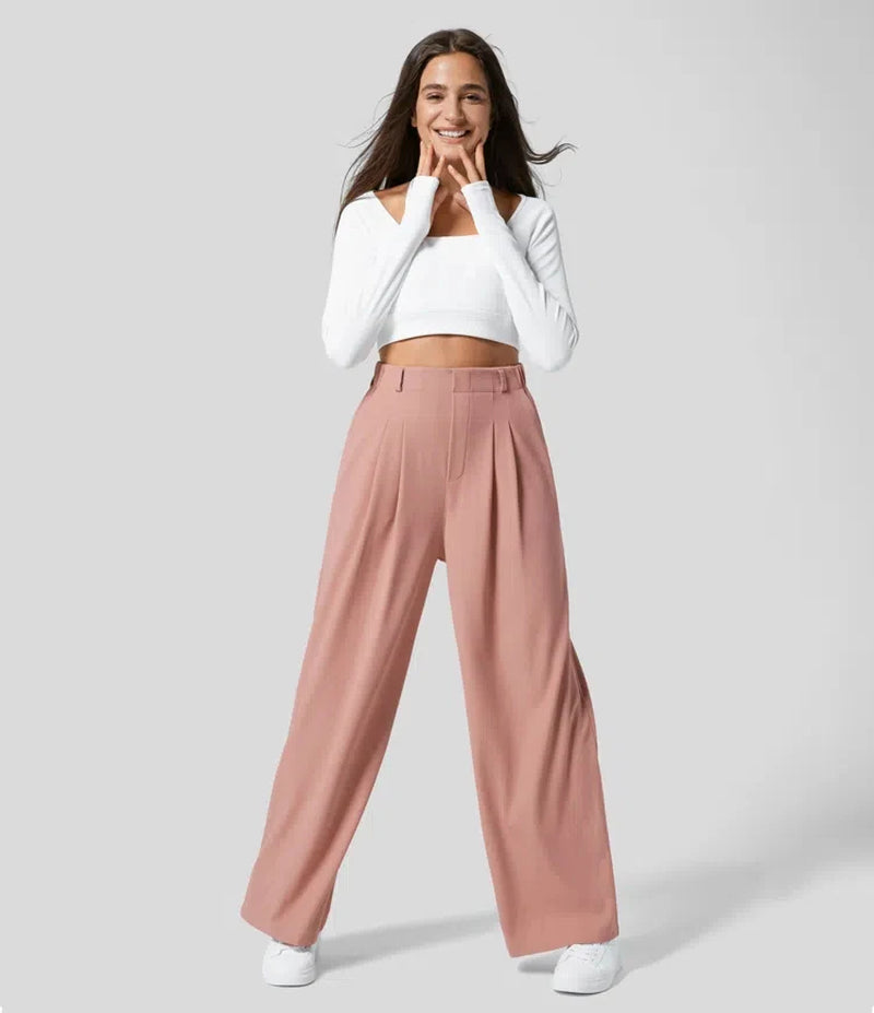 Elevate Your Style with Our Women's High-Waisted Plaid Wide-Leg Pants Featuring Pockets - Perfect for Every Casual Occasion!