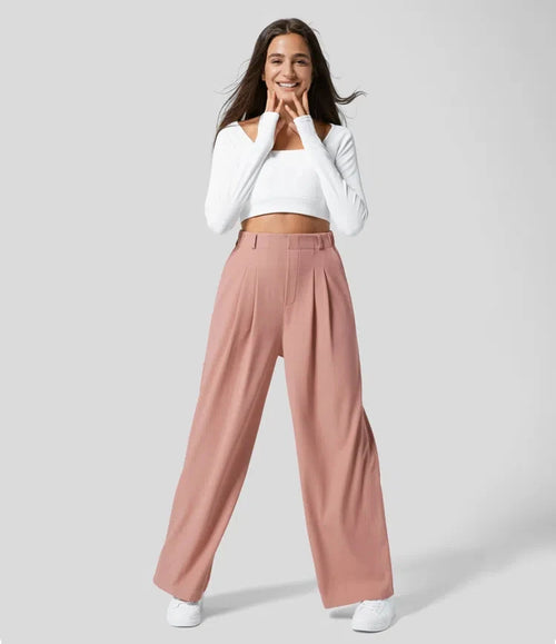 Elevate Your Style with Our Women's High-Waisted Plaid Wide-Leg Pants Featuring Pockets - Perfect for Every Casual Occasion!