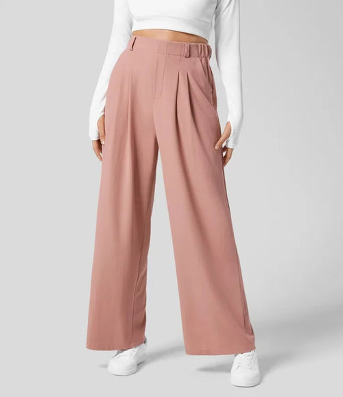 Elevate Your Style with Our Women's High-Waisted Plaid Wide-Leg Pants Featuring Pockets - Perfect for Every Casual Occasion!