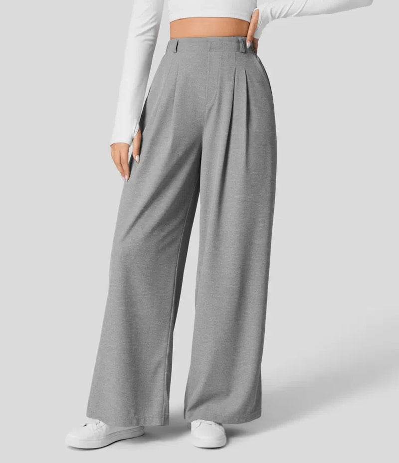 Elevate Your Style with Our Women's High-Waisted Plaid Wide-Leg Pants Featuring Pockets - Perfect for Every Casual Occasion!
