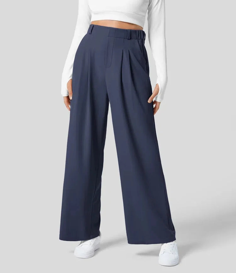 Elevate Your Style with Our Women's High-Waisted Plaid Wide-Leg Pants Featuring Pockets - Perfect for Every Casual Occasion!