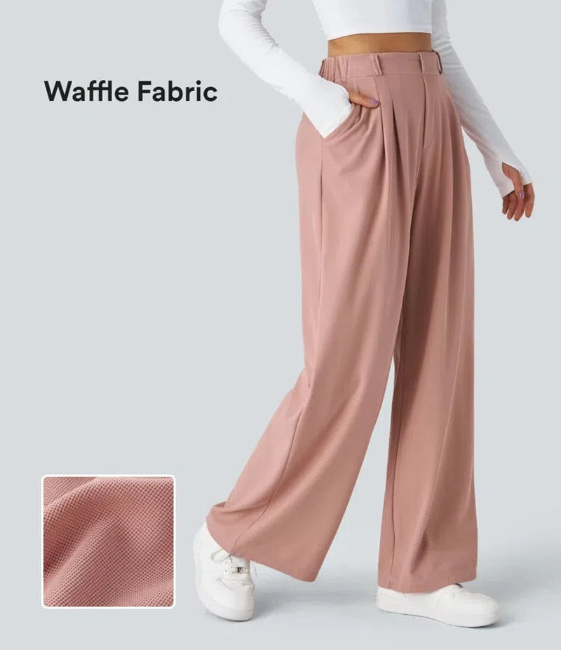 Elevate Your Style with Our Women's High-Waisted Plaid Wide-Leg Pants Featuring Pockets - Perfect for Every Casual Occasion!
